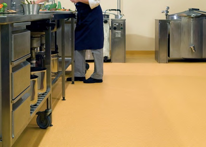 foto del pavimento linoleum de un cocina industrial